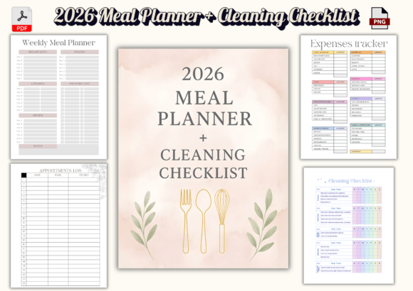 Download 2026 Meal Planner + Cleaning Checklist - Meal planner Collection