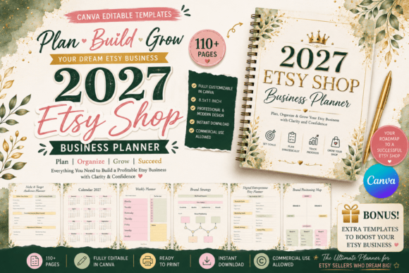 Download 2027 Etsy Shop Business Planner - Premium Resources