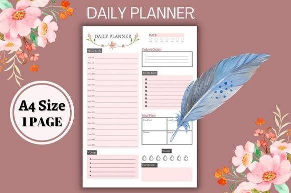Download Floral &amp; Pink Daily Planner Page Inserts - Daily planner page Collection