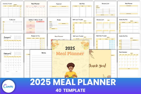 Download Editable 2025 Meal Planner Canva - Premium Resources