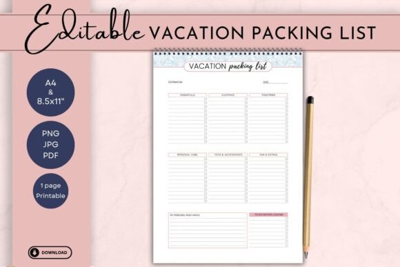Download Vacation Packing List I Travel Planner - Travel planner Collection